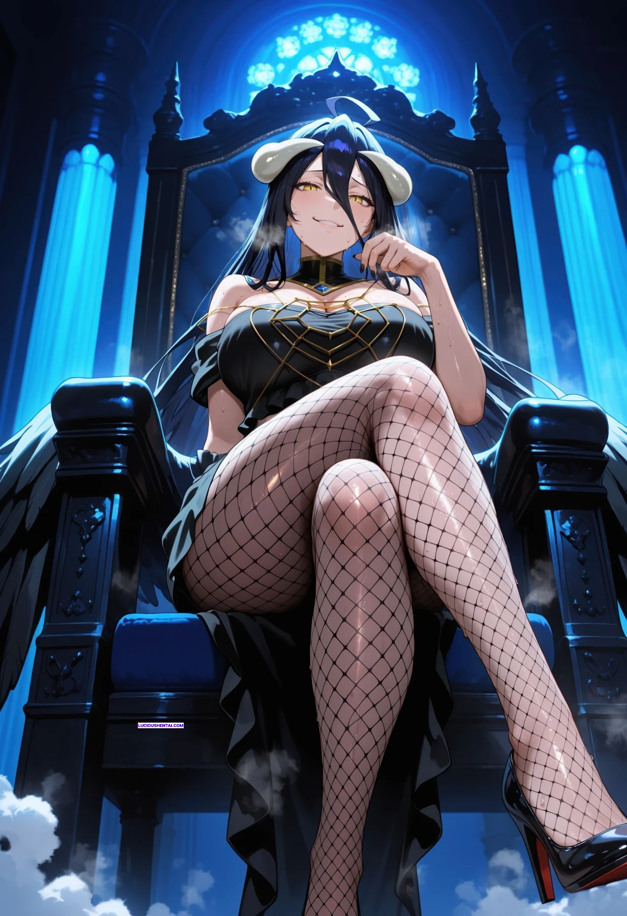 Albedo's Seductive Black Dress Overlord Sex Adventure