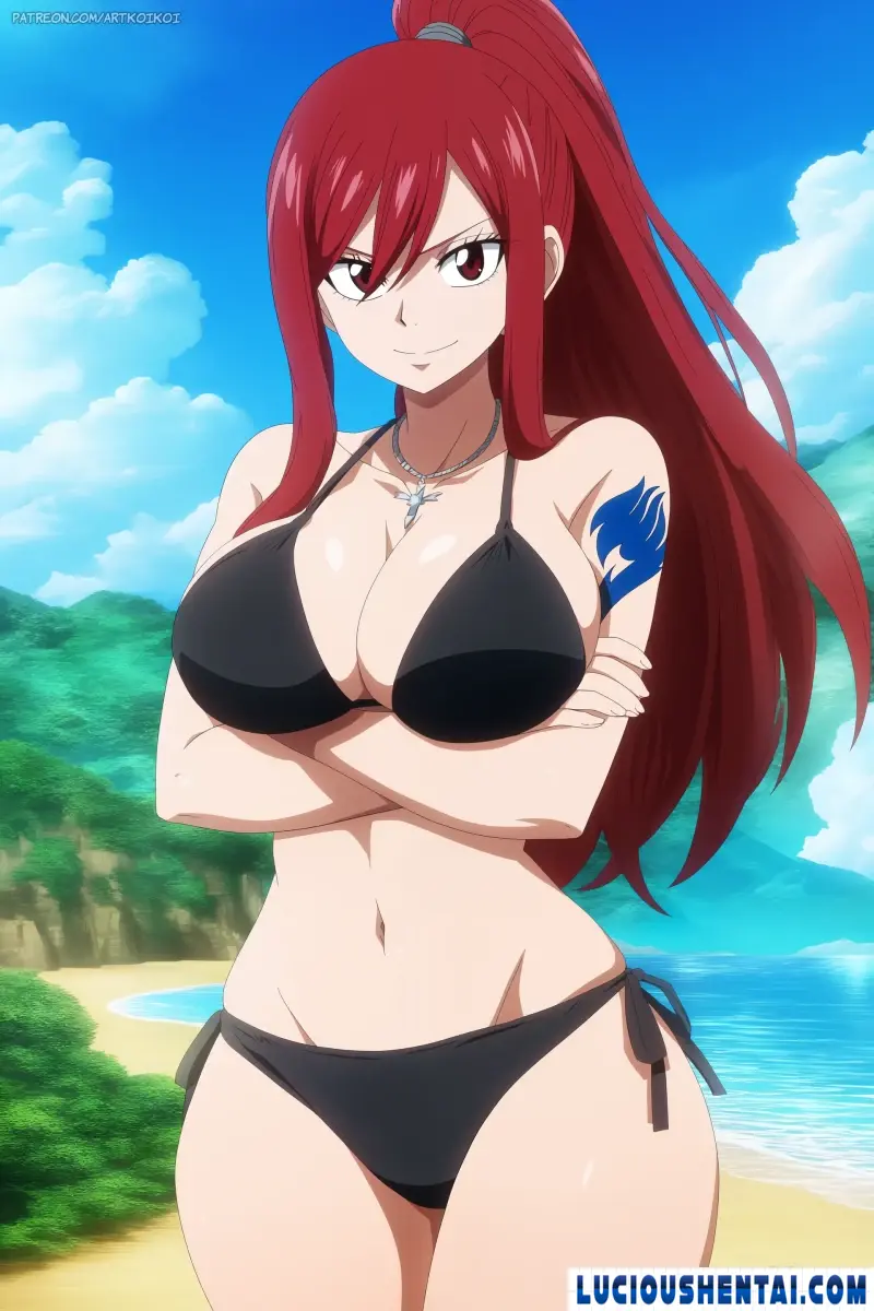 Erza Scarlet's Tempting Beach Adventure