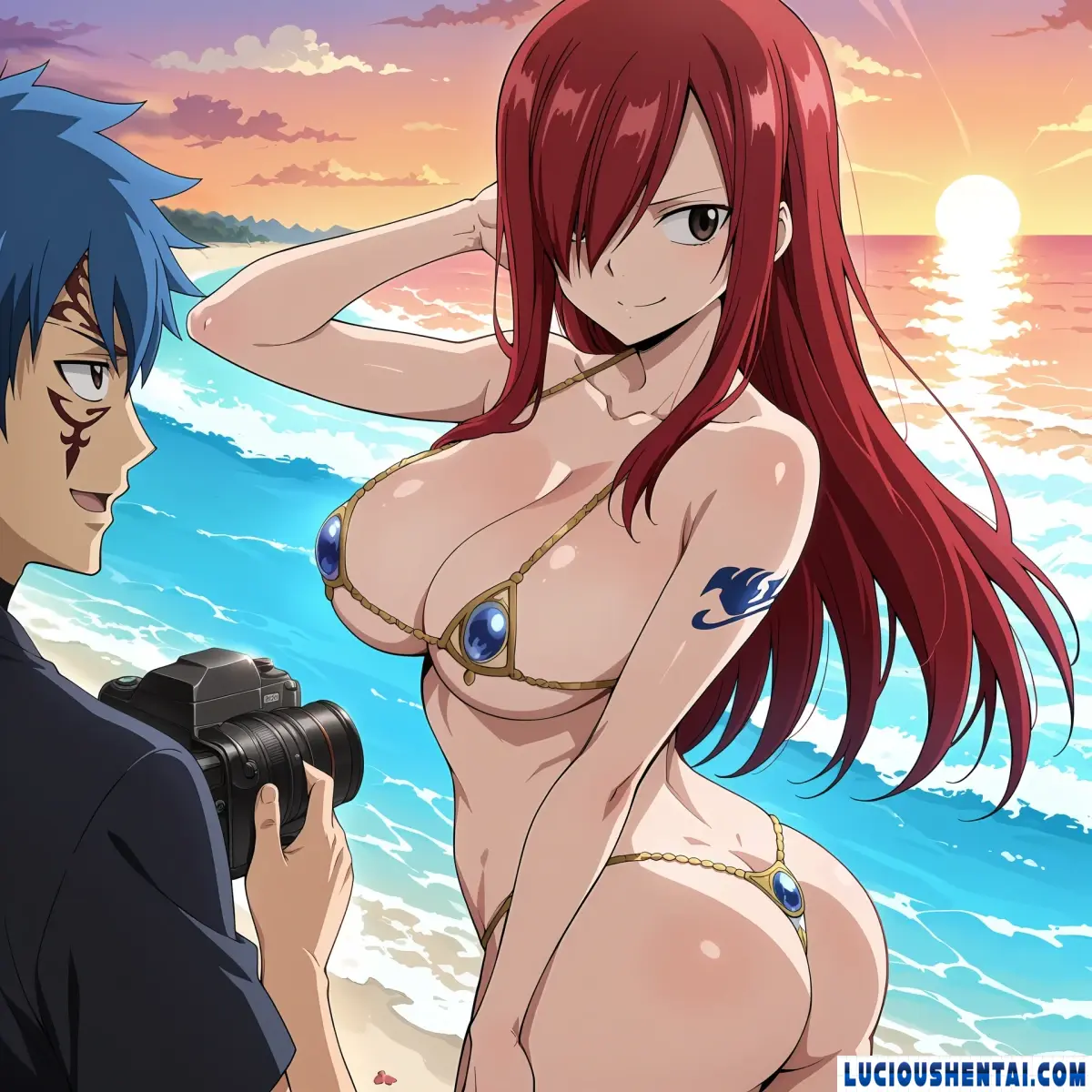 Erza Scarlet's Summer Adventure at the Beach