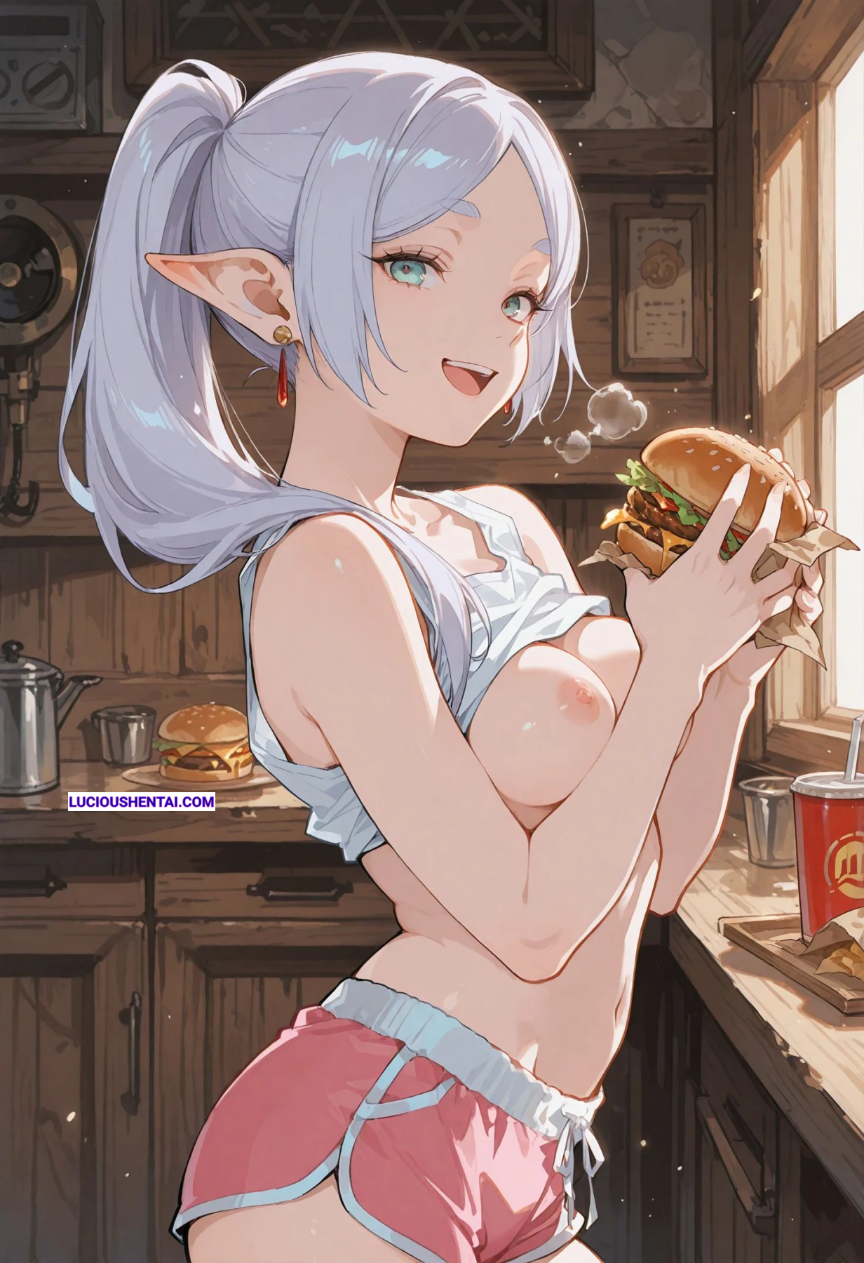 Frieren Devours Mashus Juicy Burger Cock in NSFW Hentai