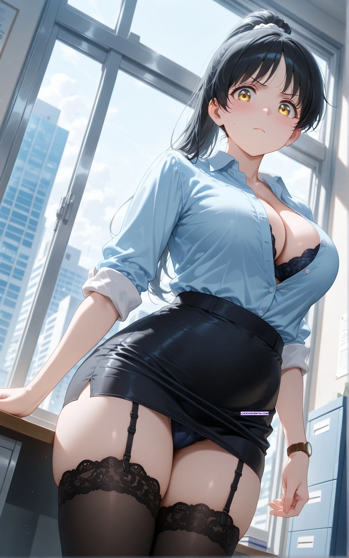 Horny Hazuki Ren Begs for Office Lady Creampie