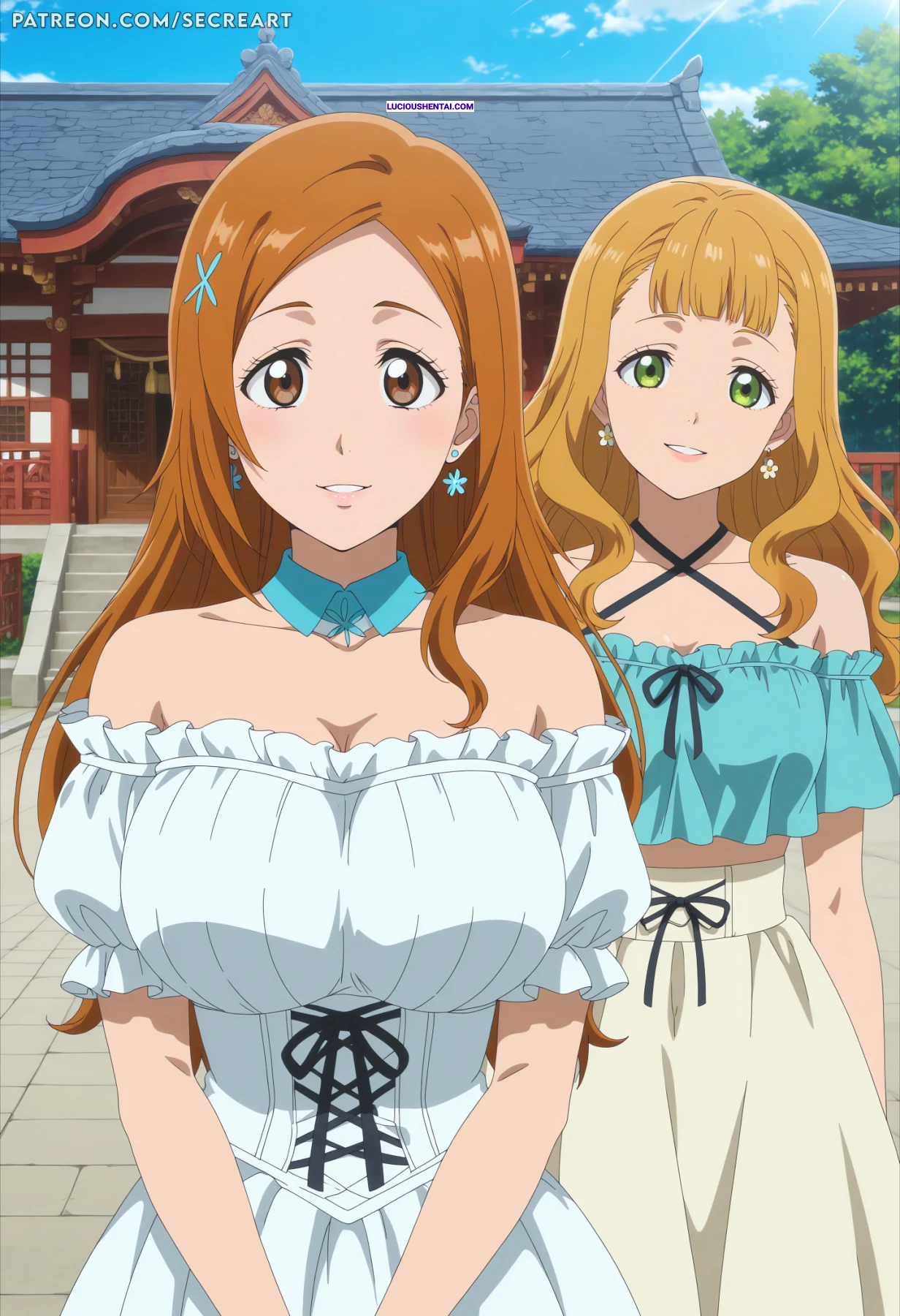 Orihime Inoue x Mimosa Vermillion Lesbian Sex by SecreArt