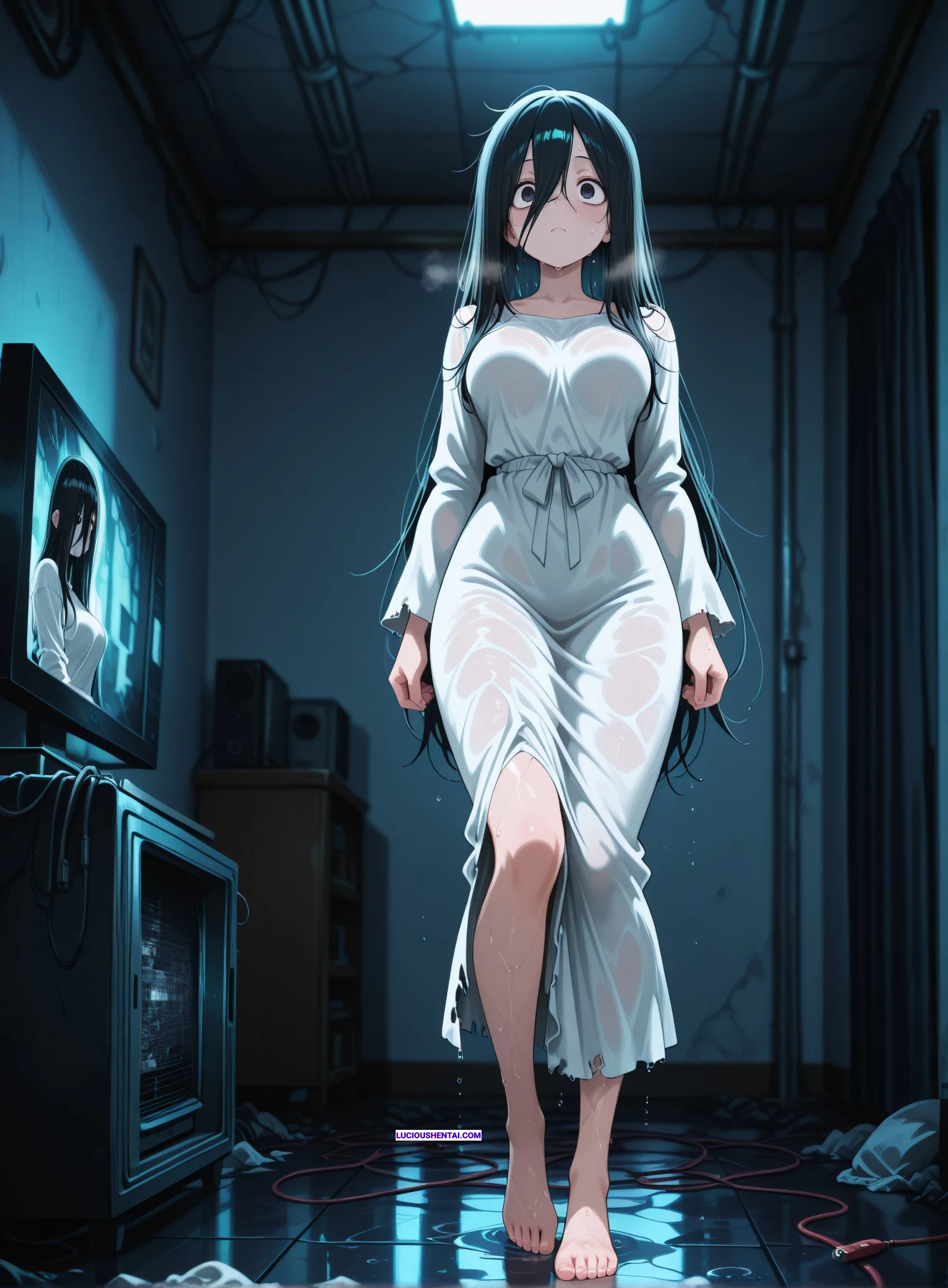 Sadako Yamamura Emerges from TV for Wild Ring Sex!
