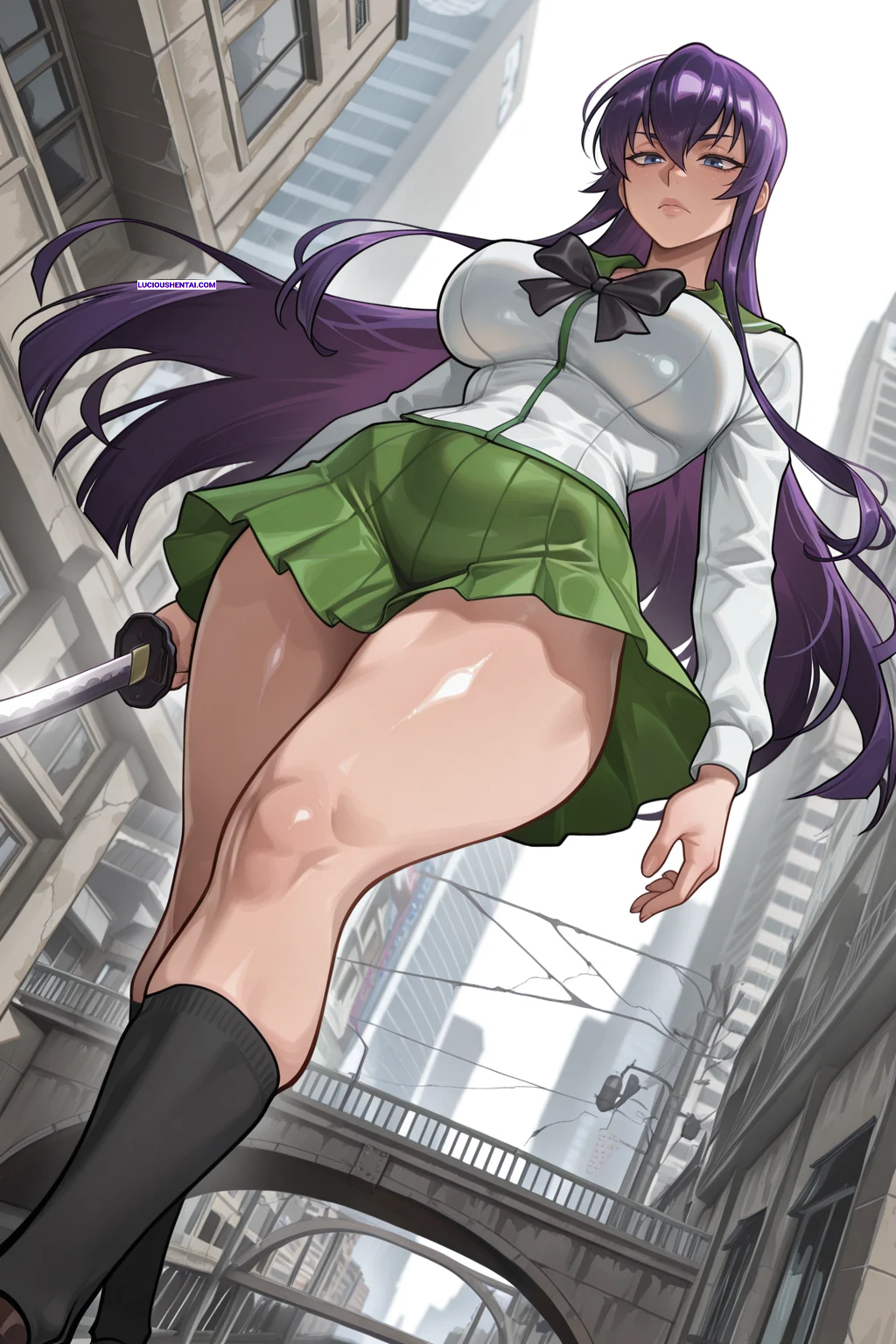 Saeko Busujima's Lewd Sex by Hannya in Highschool of the Dead