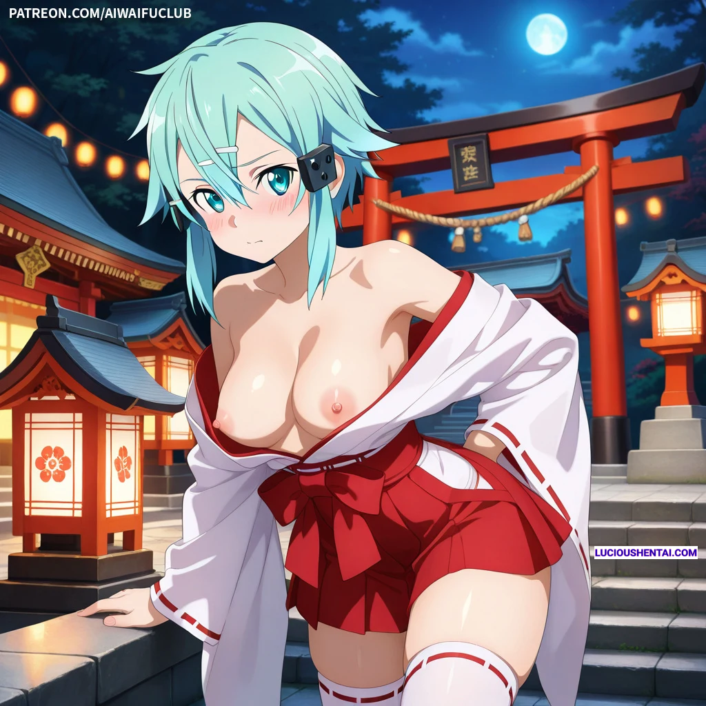 Sinon in Sexy Miko Outfit Gets Pounded by AIWaifuClub